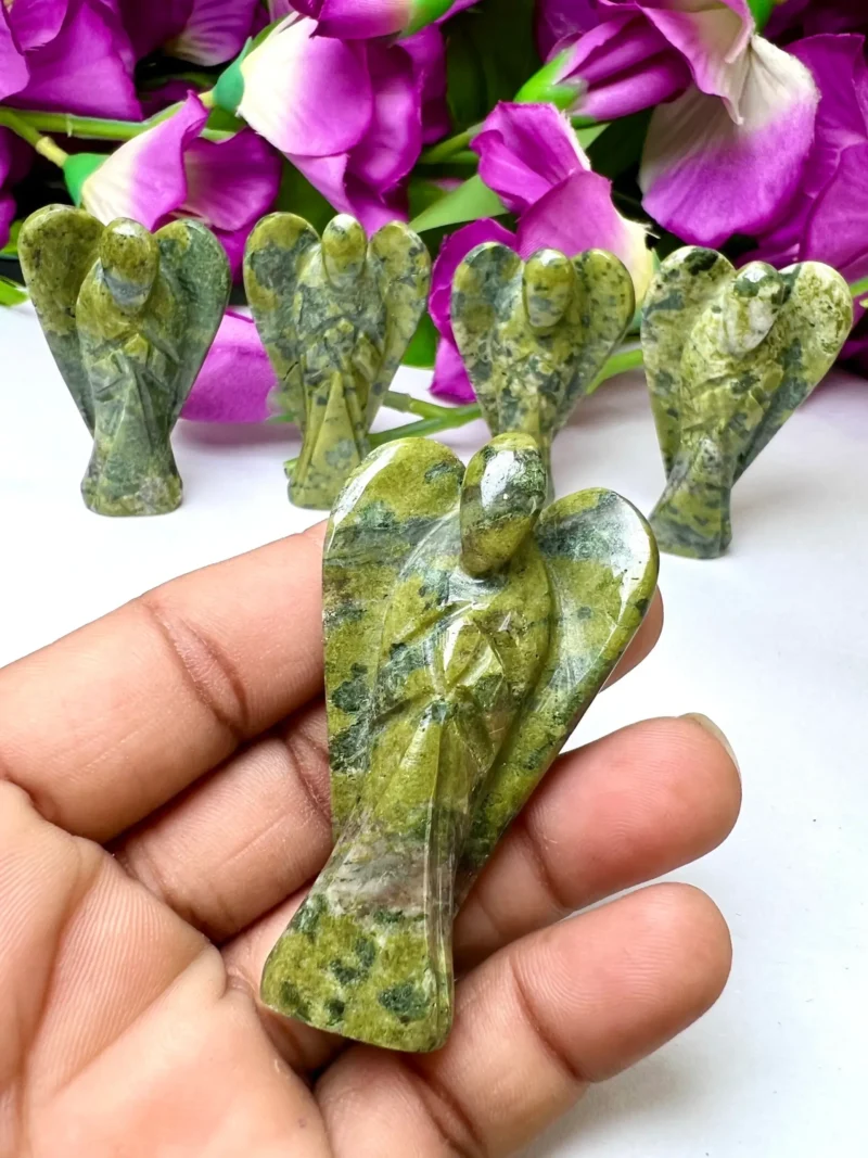 Atlantisite Stichtite Stone 2 inch free standing guardian angel crystal Reiki energy blessed Handcarved Pocket Angel Angelic connection - Image 4
