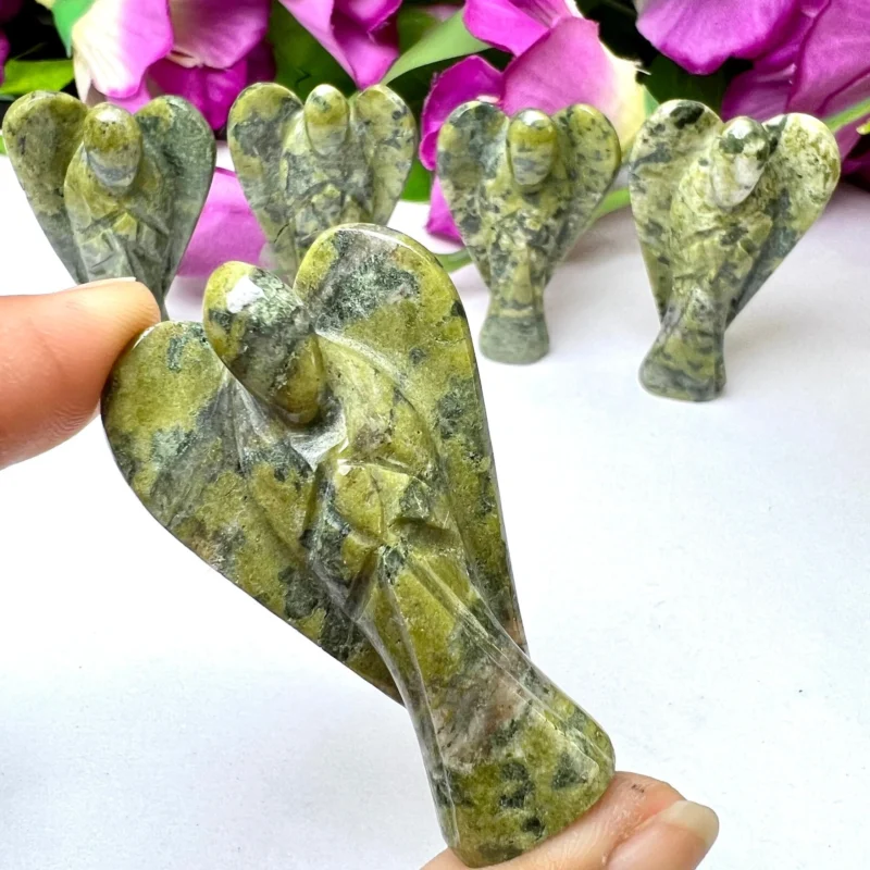 Atlantisite Stichtite Stone 2 inch free standing guardian angel crystal Reiki energy blessed Handcarved Pocket Angel Angelic connection - Image 7