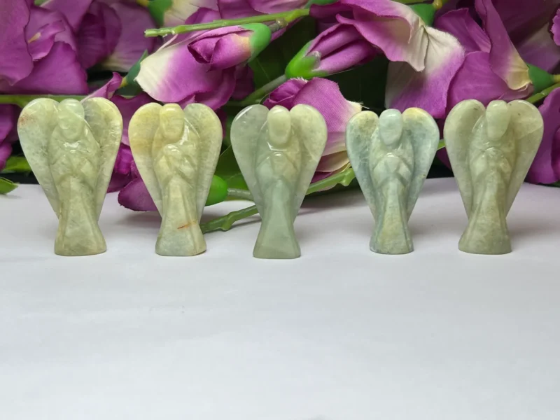 Aquamarine Stone 2 inch free standing guardian angel crystal Reiki energy blessed hand carved Pocket Angel for angelic connection - Image 2