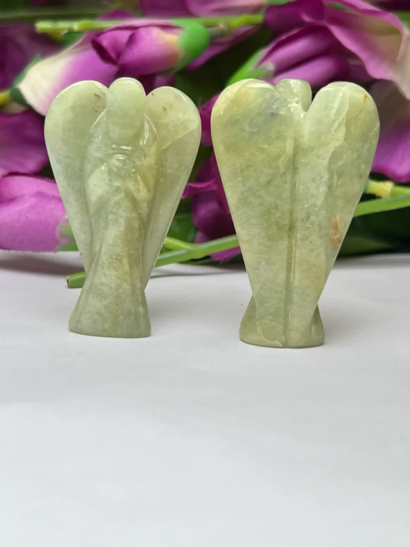 Aquamarine Stone 2 inch free standing guardian angel crystal Reiki energy blessed hand carved Pocket Angel for angelic connection - Image 3