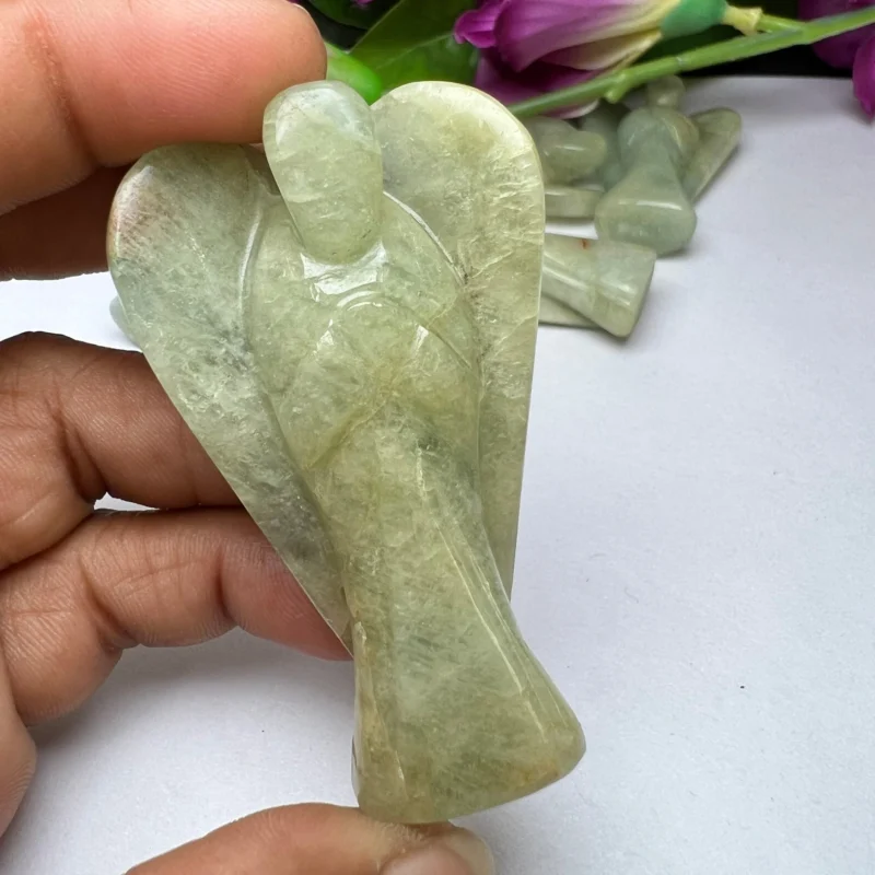 Aquamarine Stone 2 inch free standing guardian angel crystal Reiki energy blessed hand carved Pocket Angel for angelic connection - Image 6