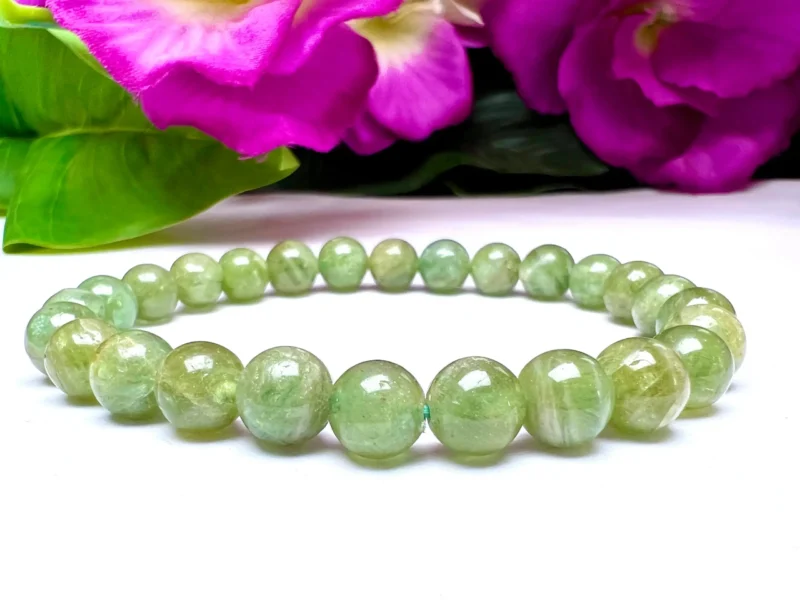 Green Apatite StoneRound Beaded Bracelet 8MM Stretch Bracelet - Image 8