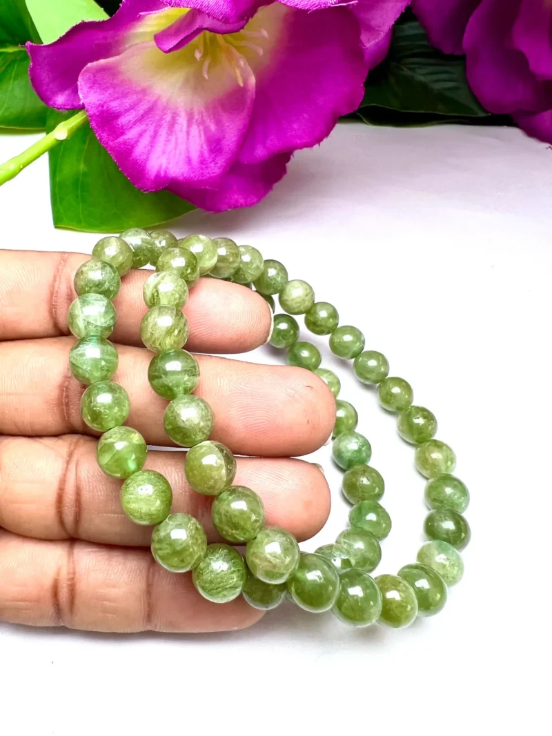 Green Apatite StoneRound Beaded Bracelet 8MM Stretch Bracelet - Image 9