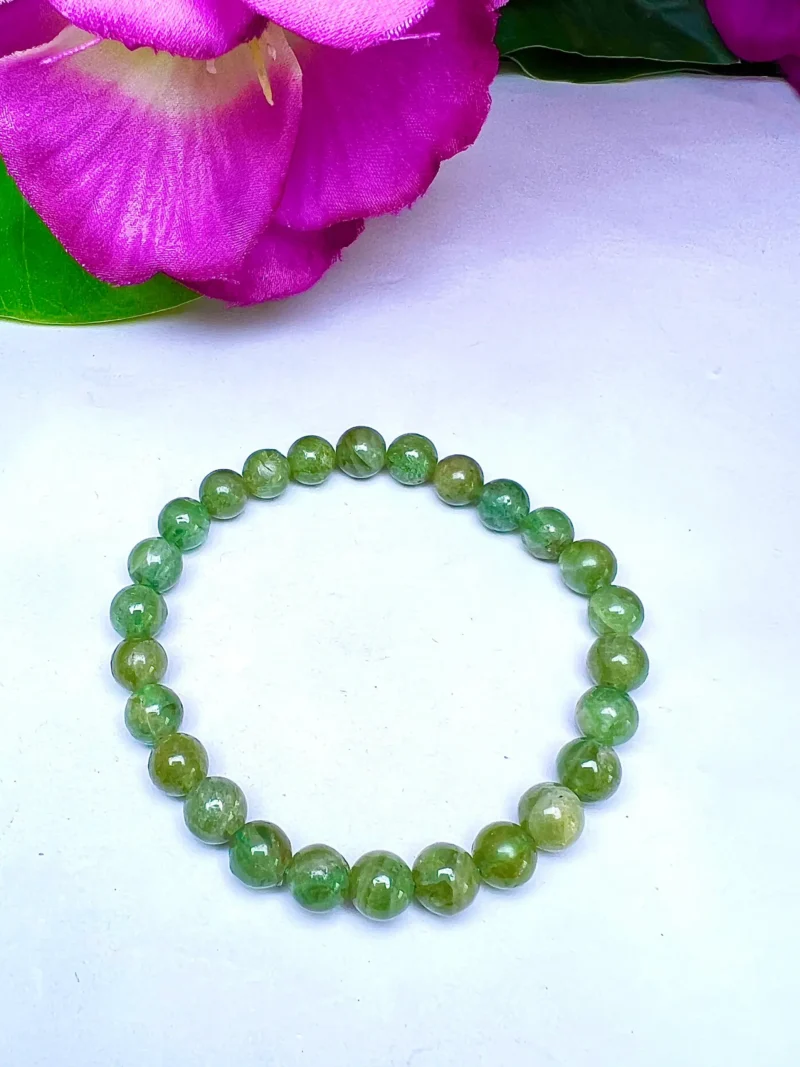 Green Apatite StoneRound Beaded Bracelet 8MM Stretch Bracelet - Image 10