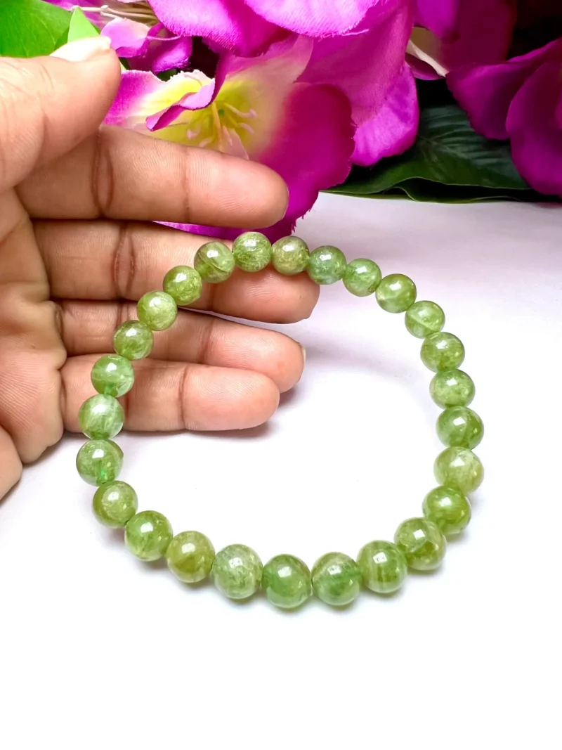 Green Apatite StoneRound Beaded Bracelet 8MM Stretch Bracelet - Image 11