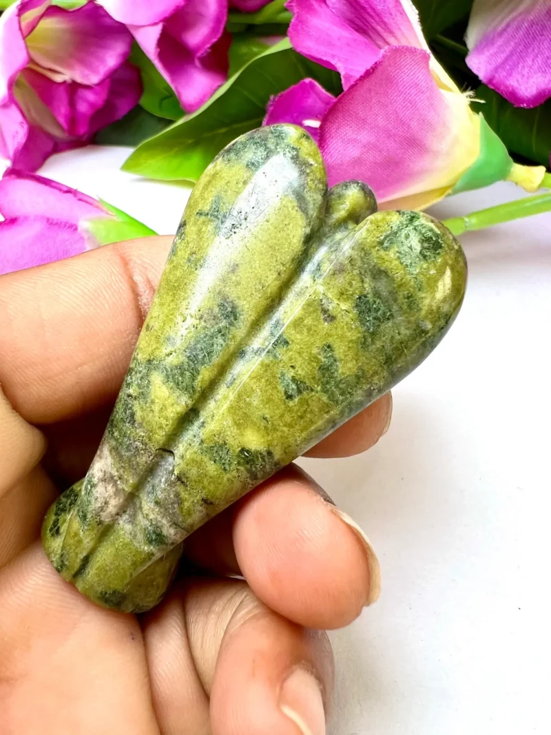 Atlantisite Stichtite Stone 2 inch free standing guardian angel crystal Reiki energy blessed Handcarved Pocket Angel Angelic connection - Image 8