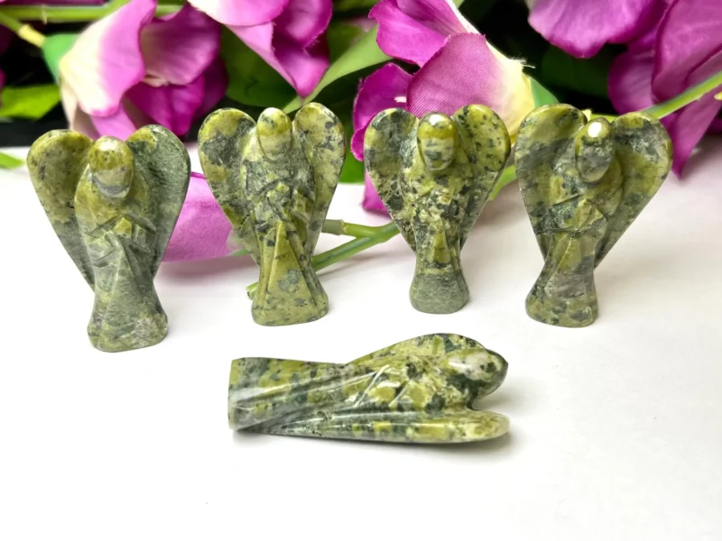 Atlantisite Stichtite Stone 2 inch free standing guardian angel crystal Reiki energy blessed Handcarved Pocket Angel Angelic connection - Image 9