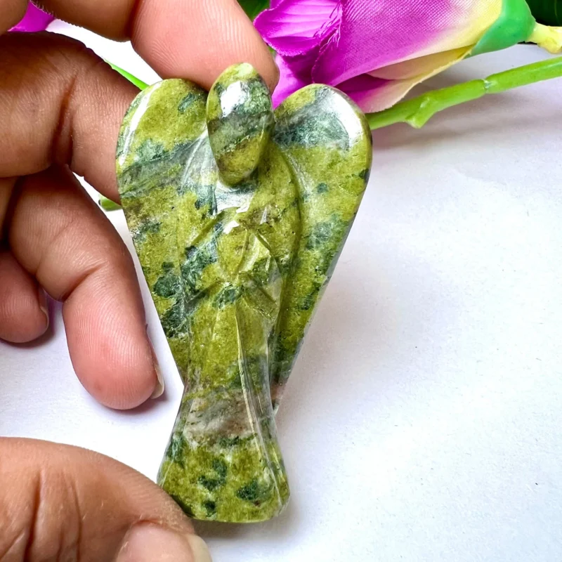 Atlantisite Stichtite Stone 2 inch free standing guardian angel crystal Reiki energy blessed Handcarved Pocket Angel Angelic connection - Image 11