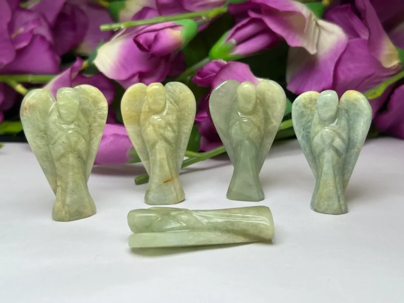 Aquamarine Stone 2 inch free standing guardian angel crystal Reiki energy blessed hand carved Pocket Angel for angelic connection - Image 7