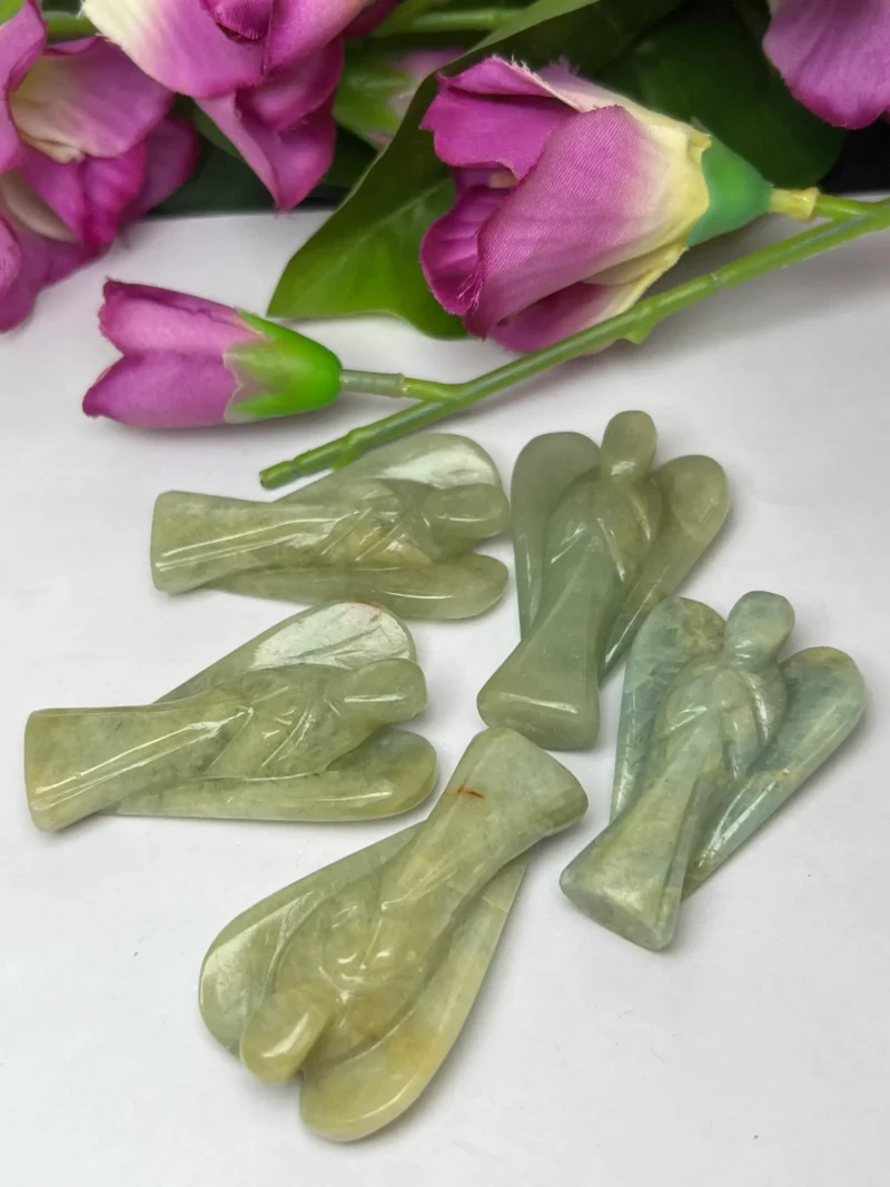 Aquamarine Stone 2 inch free standing guardian angel crystal Reiki energy blessed hand carved Pocket Angel for angelic connection - Image 8