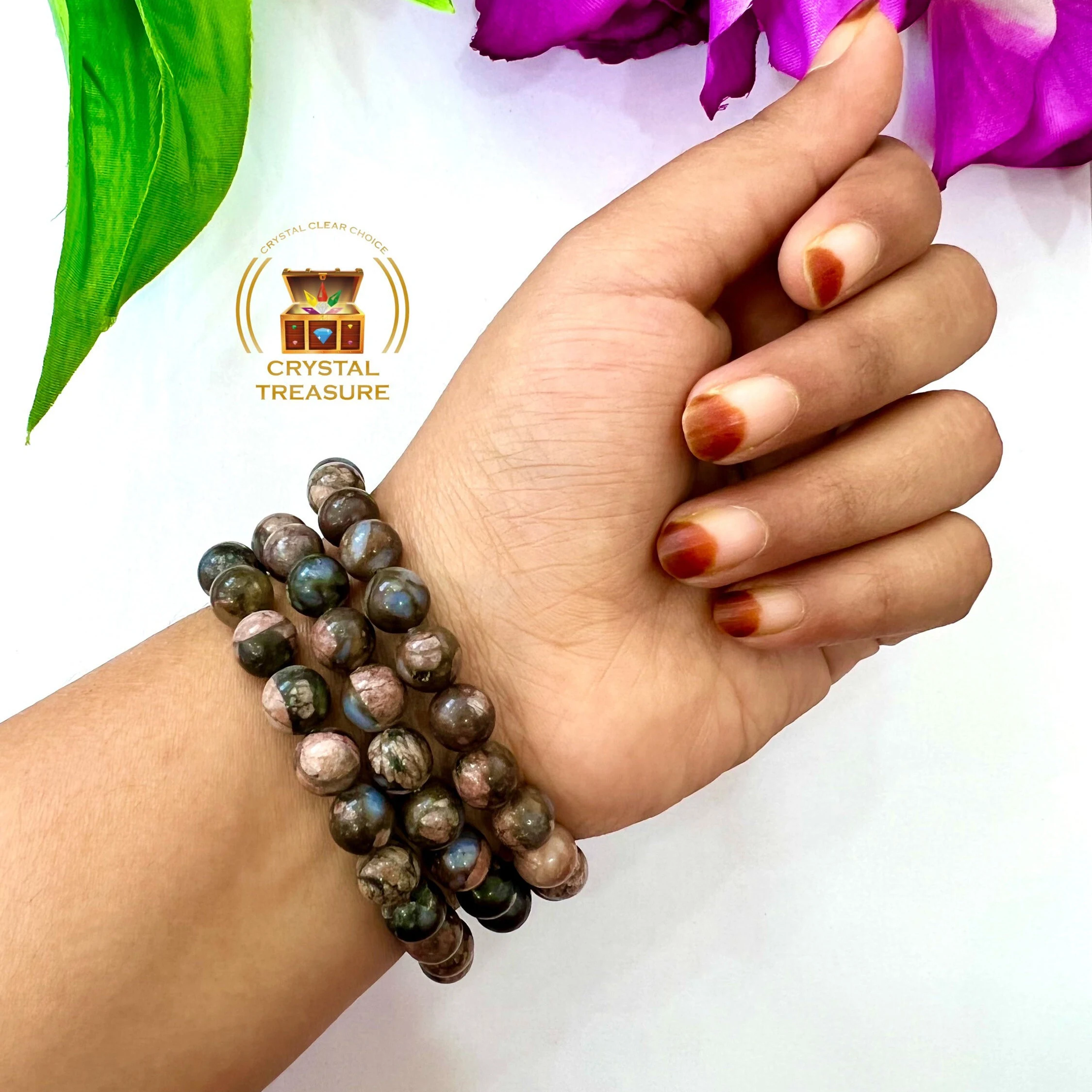 Blue Liberite Quesera Stone Round Beaded Bracelet 8 MM Stretch Bracelet