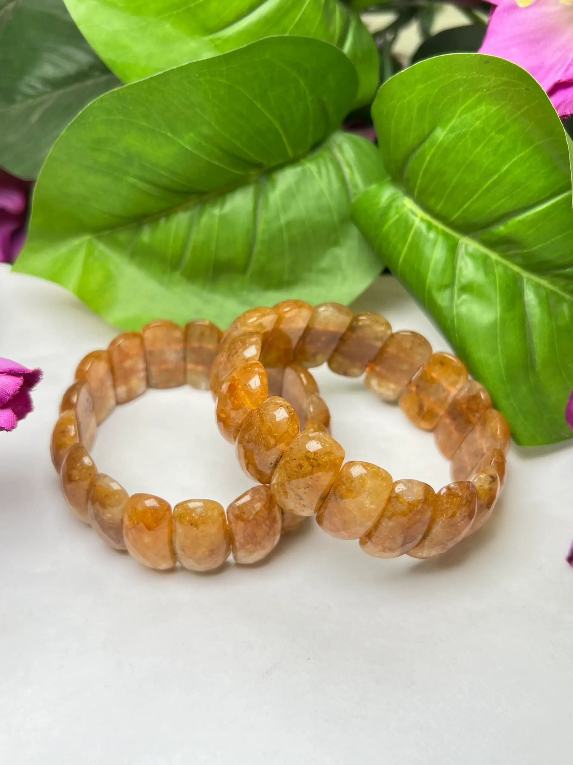 Citrine High Metaphysical Energy Stone Rectangle Beaded Bracelet 25 MM Stretch Bracelet - Image 2