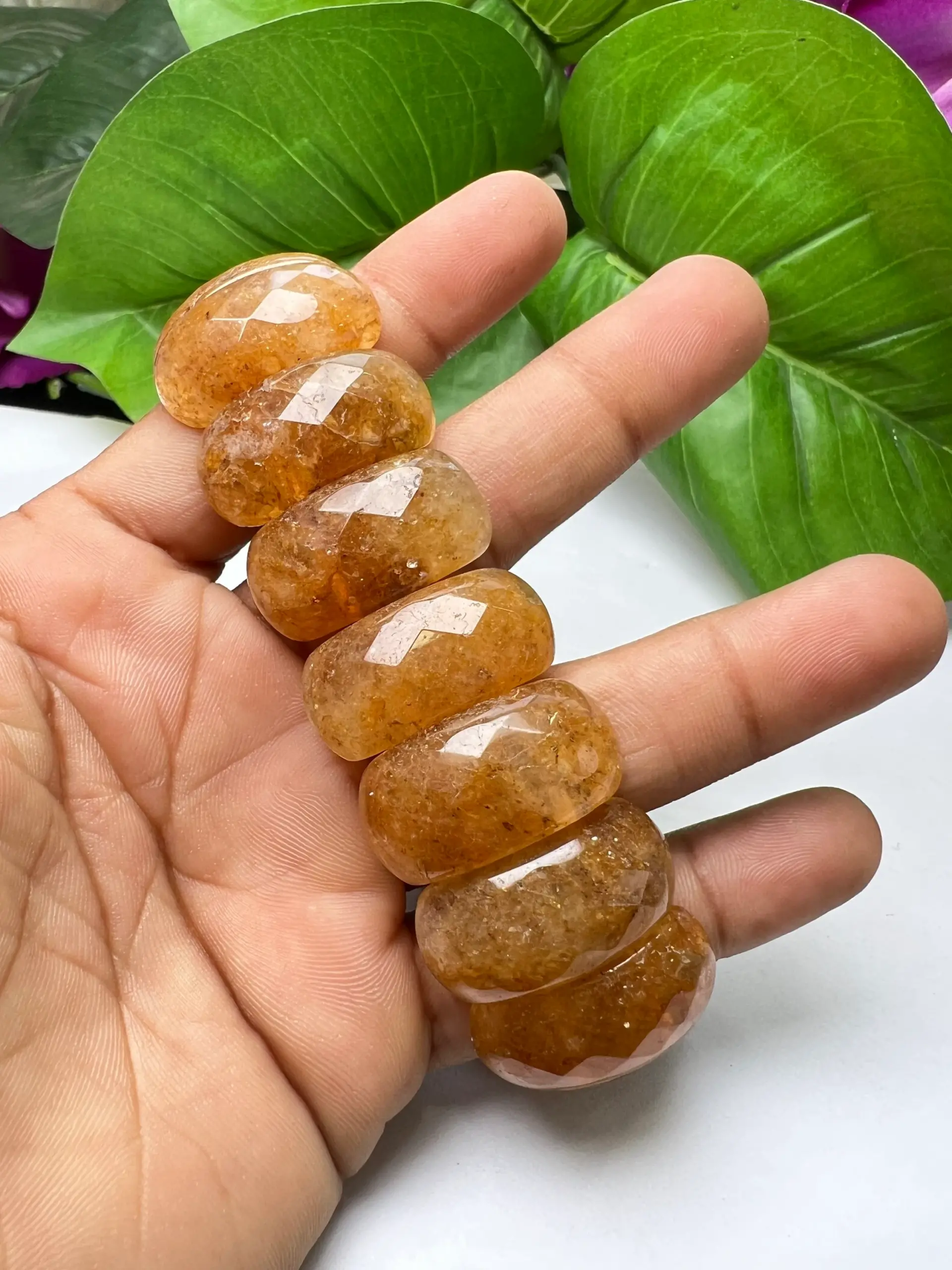 Citrine High Metaphysical Energy Stone Rectangle Beaded Bracelet 25 MM Stretch Bracelet - Image 3