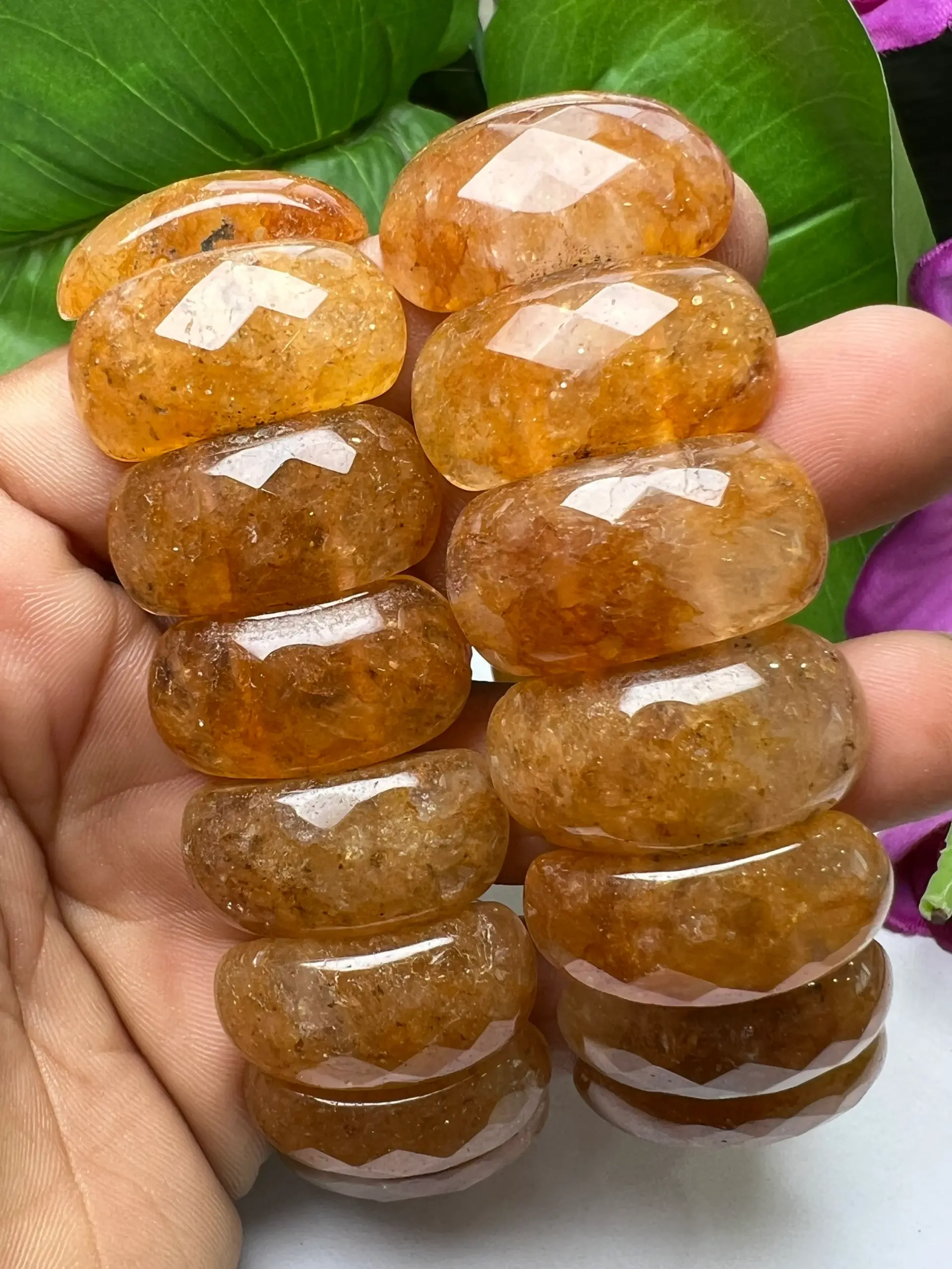 Citrine High Metaphysical Energy Stone Rectangle Beaded Bracelet 25 MM Stretch Bracelet - Image 5