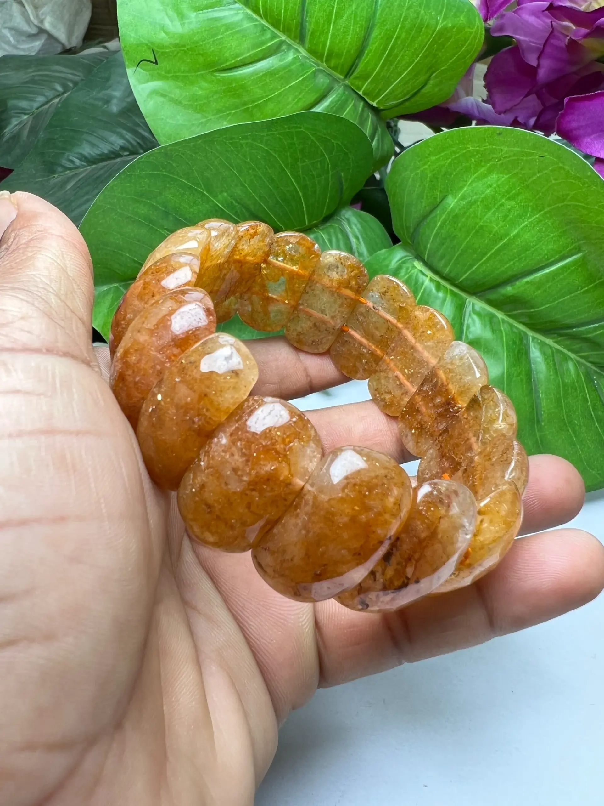 Citrine High Metaphysical Energy Stone Rectangle Beaded Bracelet 25 MM Stretch Bracelet - Image 7