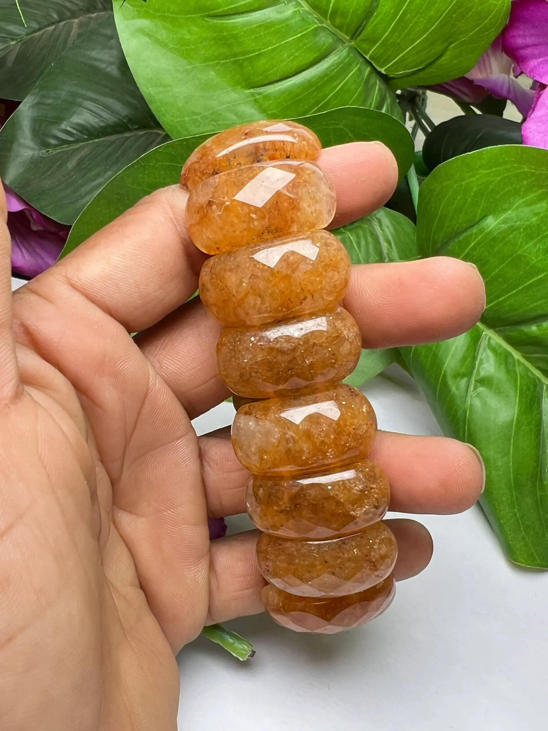 Citrine High Metaphysical Energy Stone Rectangle Beaded Bracelet 25 MM Stretch Bracelet - Image 9