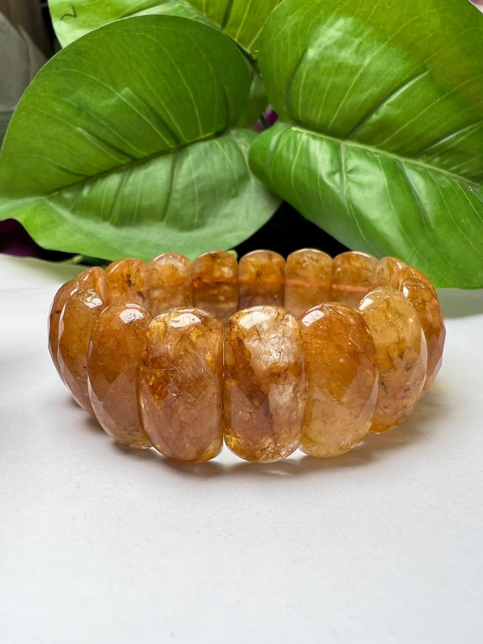 Citrine High Metaphysical Energy Stone Rectangle Beaded Bracelet 25 MM Stretch Bracelet - Image 10