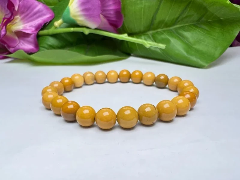 Yellow Jasper Round Beaded Bracelet 6MM 8MM 10MM 12MM Stretch Bracelet - Image 2