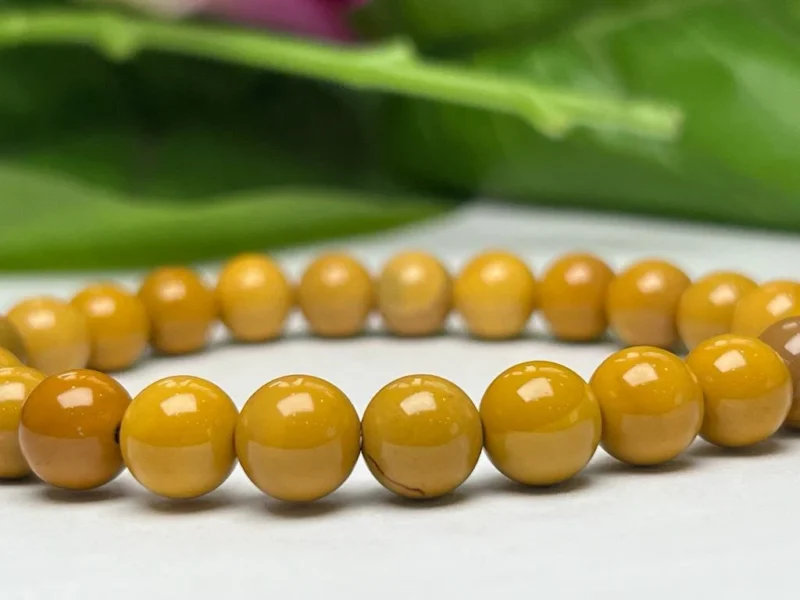Yellow Jasper Round Beaded Bracelet 6MM 8MM 10MM 12MM Stretch Bracelet - Image 3