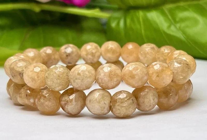 Yellow Apatite Stone Round Beaded Bracelet 6 MM 8 MM 10 MM Stretch Bracelet - Image 6