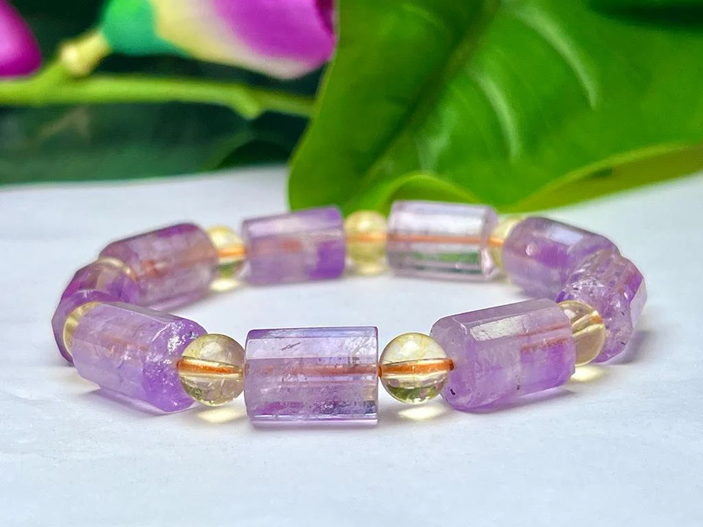 Brazilian Ametrine Stone Bracelet For Reiki And Healing Powerful Stone Stretch Bracelet - Image 4