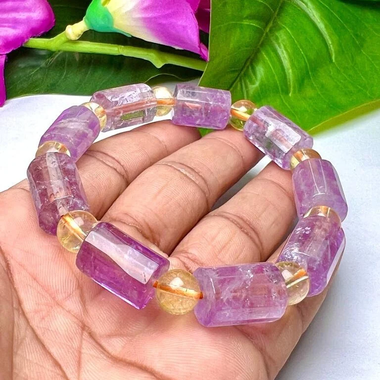 Brazilian Ametrine Stone Bracelet For Reiki And Healing Powerful Stone Stretch Bracelet - Image 6