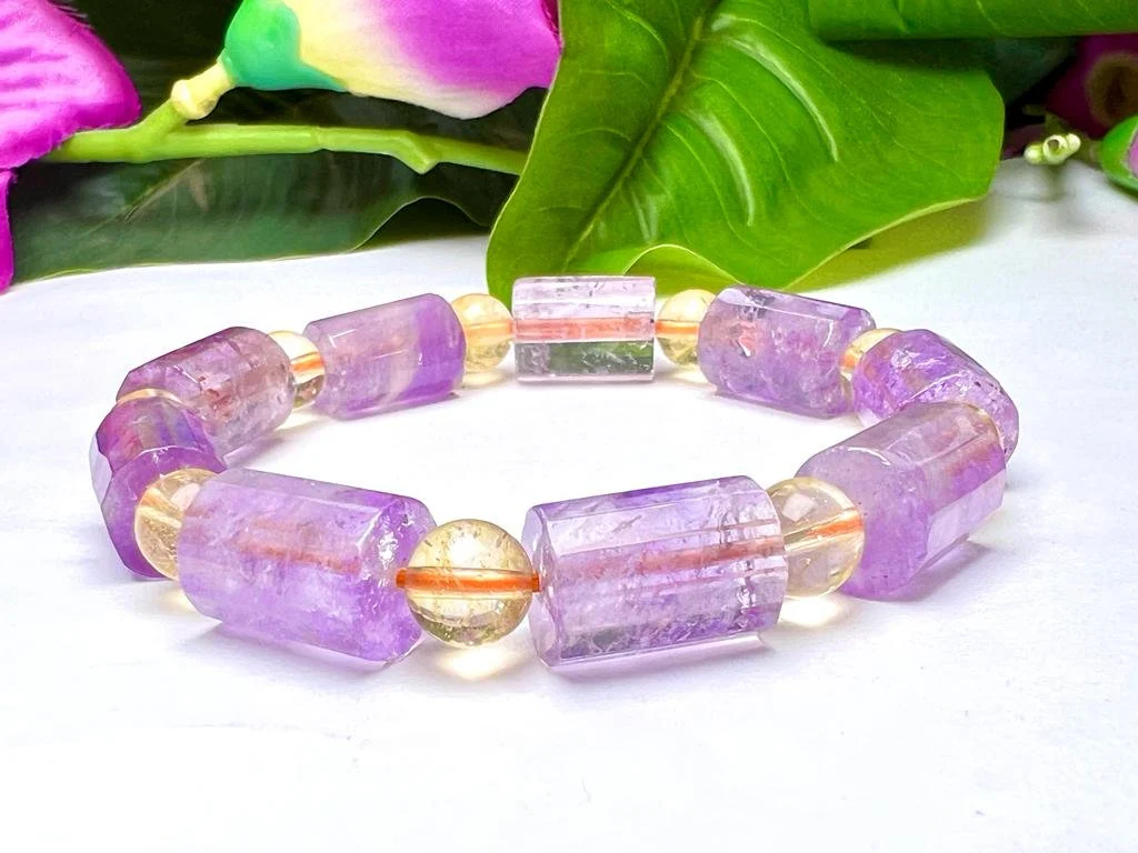 Brazilian Ametrine Stone Bracelet For Reiki And Healing Powerful Stone  Stretch Bracelet