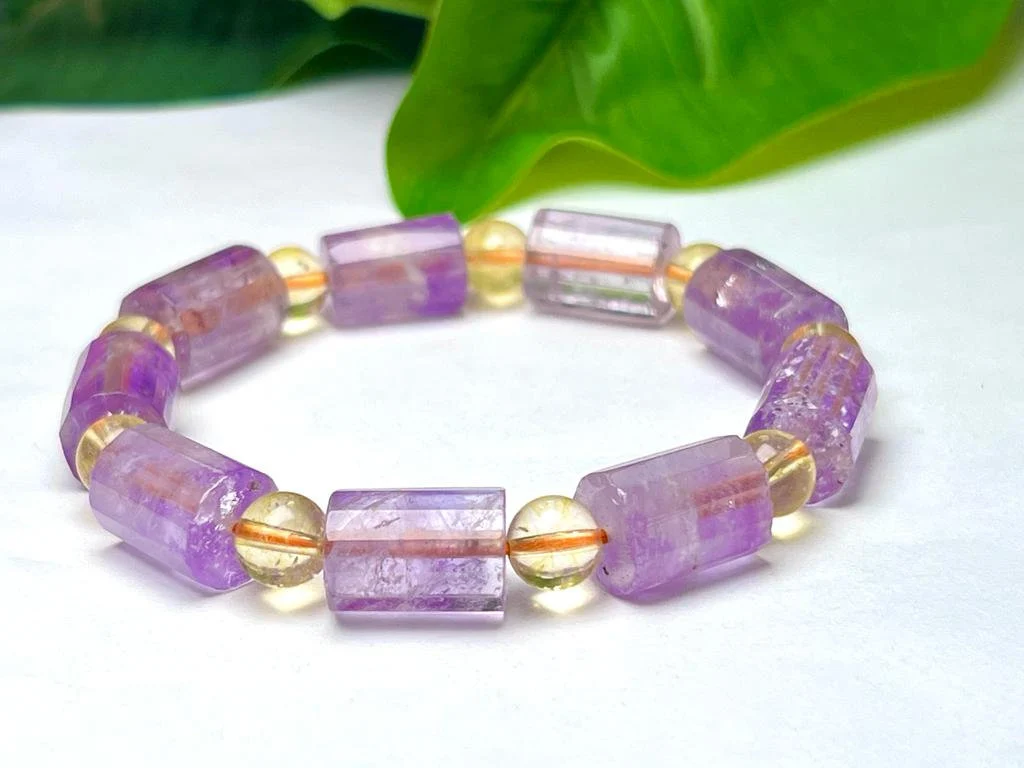 Brazilian Ametrine Stone Bracelet For Reiki And Healing Powerful Stone Stretch Bracelet - Image 8
