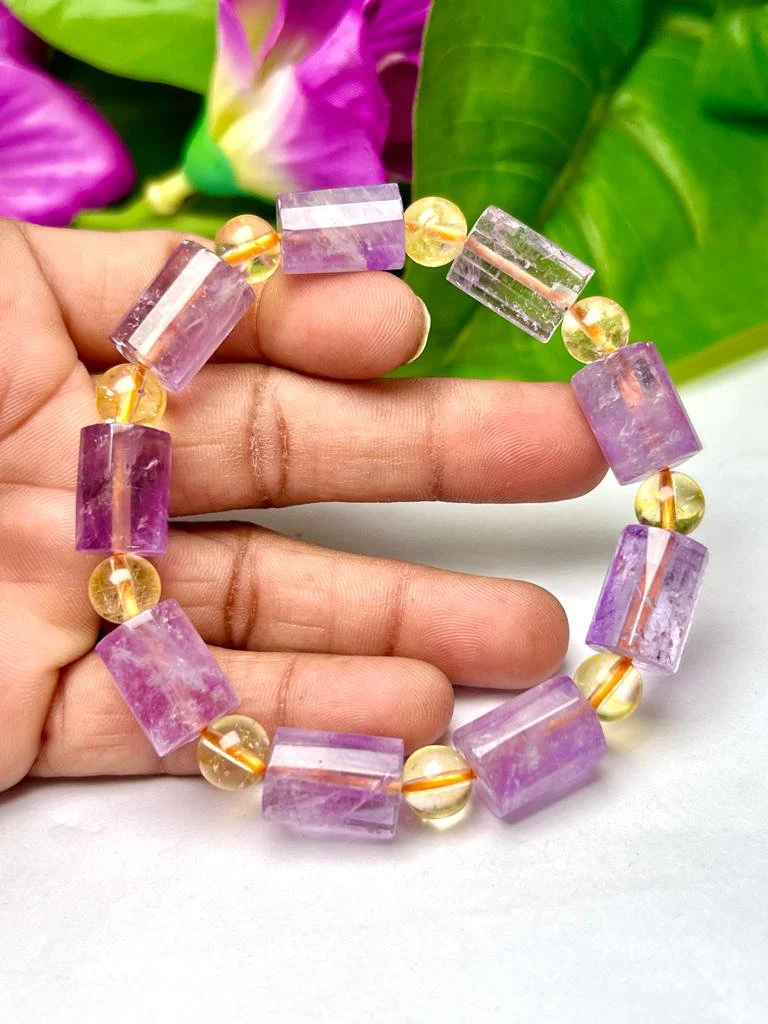 Brazilian Ametrine Stone Bracelet For Reiki And Healing Powerful Stone Stretch Bracelet - Image 9