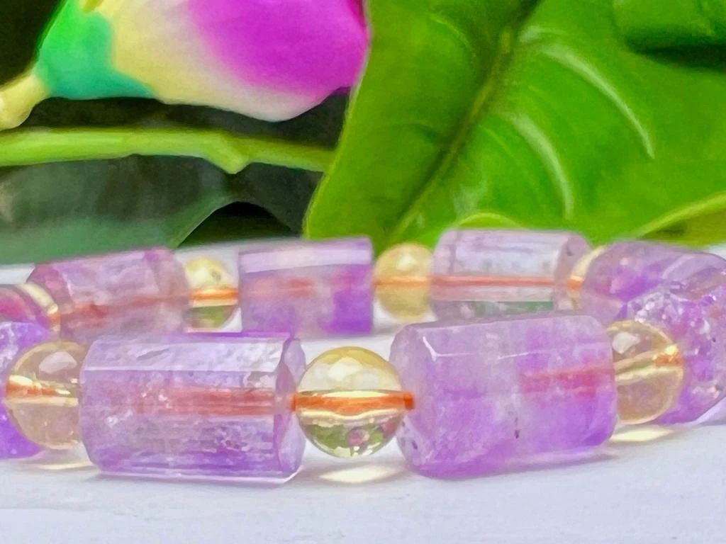 Brazilian Ametrine Stone Bracelet For Reiki And Healing Powerful Stone Stretch Bracelet - Image 10