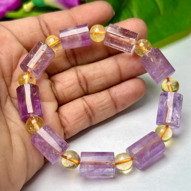 Brazilian Ametrine Stone Bracelet For Reiki And Healing Powerful Stone Stretch Bracelet - Image 11