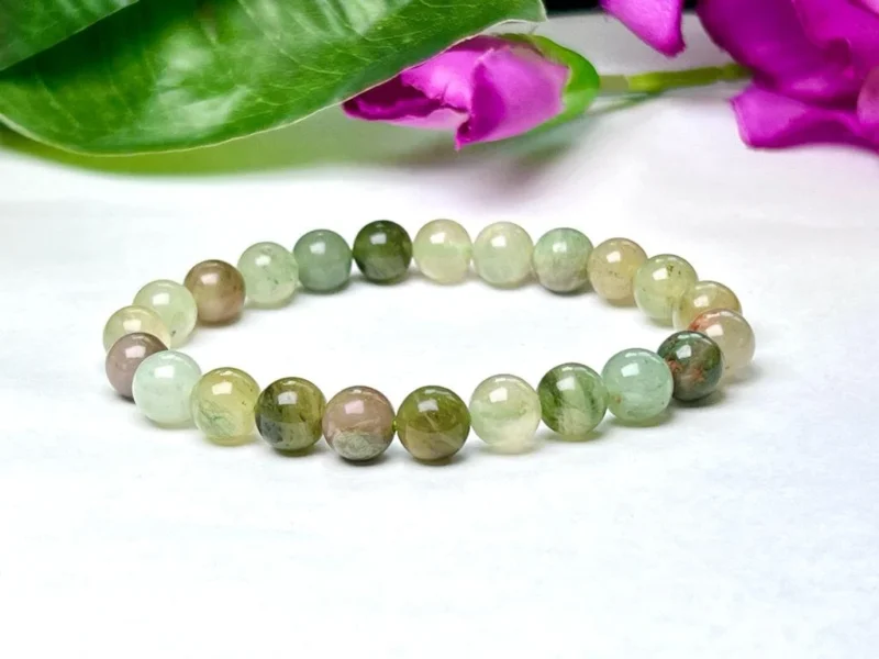 Bowenite Stone Round Beaded Bracelet 8MM Stretch Bracelet - Image 4