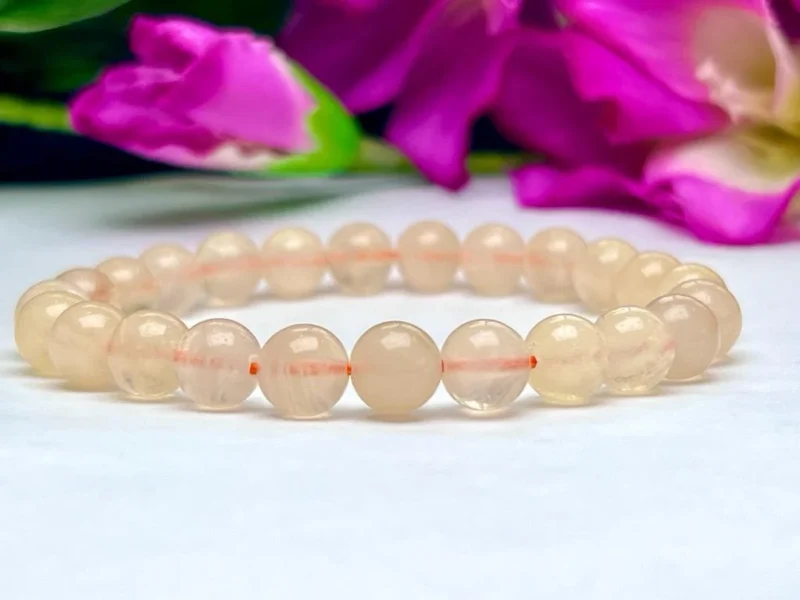 Yellow Fluorite Round Beaded Bracelet 8 MM Stretch Bracelet - Image 2
