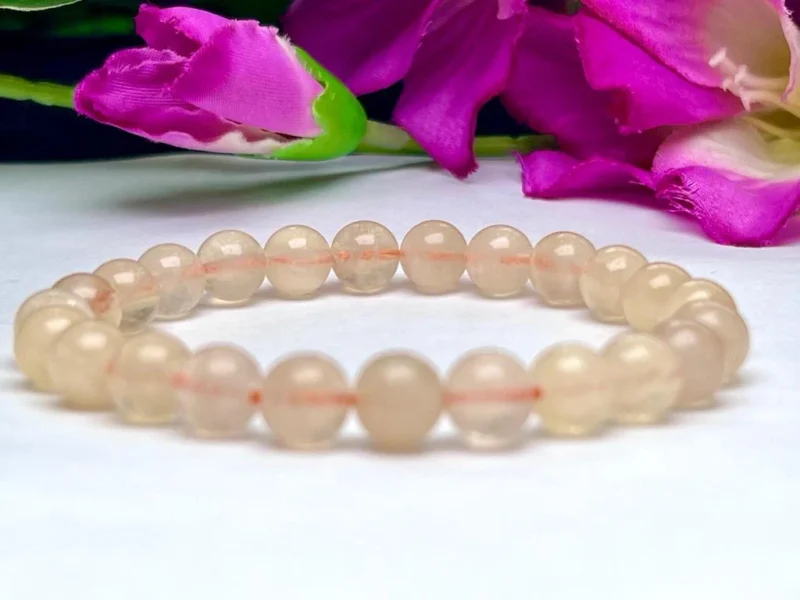 Yellow Fluorite Round Beaded Bracelet 8 MM Stretch Bracelet