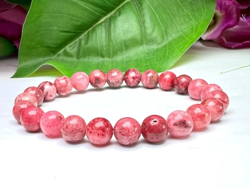 Pink Smithsonite Crystal Stone Round Beaded Bracelet 8 MM Stretch Bracelet - Image 5