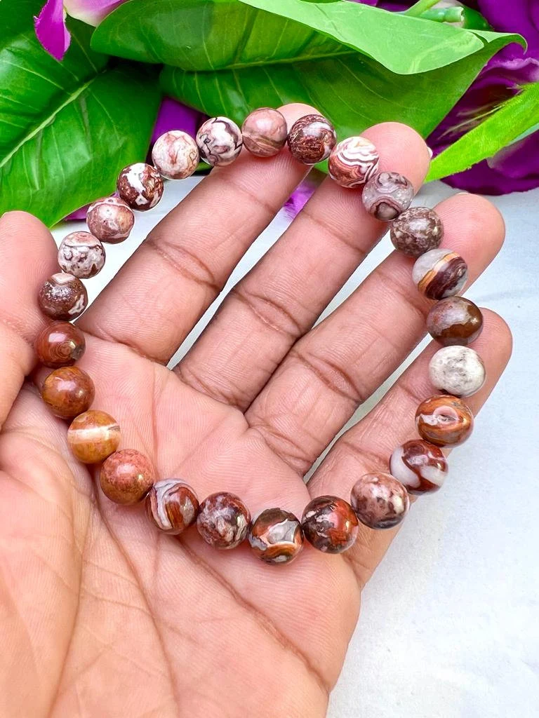 Leopard Skin Jasper Stone Bracelet Round Beaded Bracelet 8 MM Stretch Bracelet - Image 4