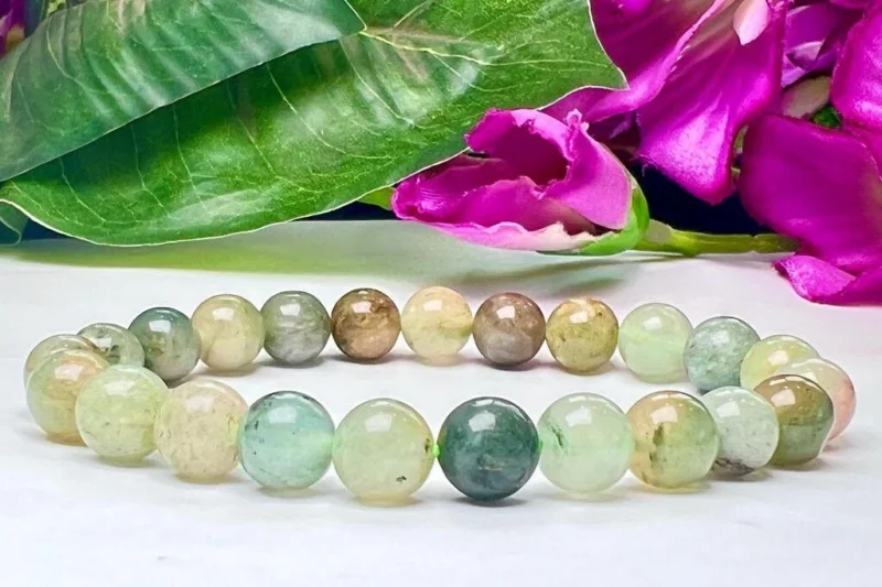 Bowenite Stone Round Beaded Bracelet 8MM Stretch Bracelet