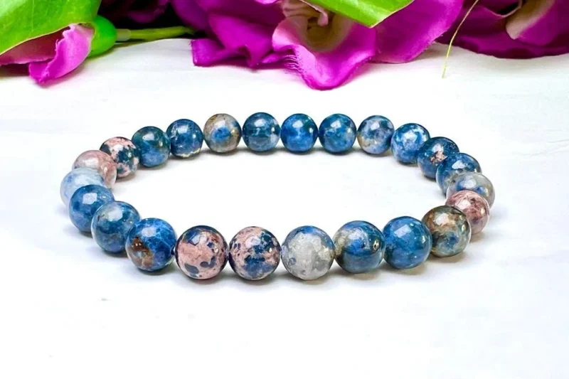 Blue Cobalt Spinel Stone Round Beaded Bracelet 8 MM Stretch Bracelet