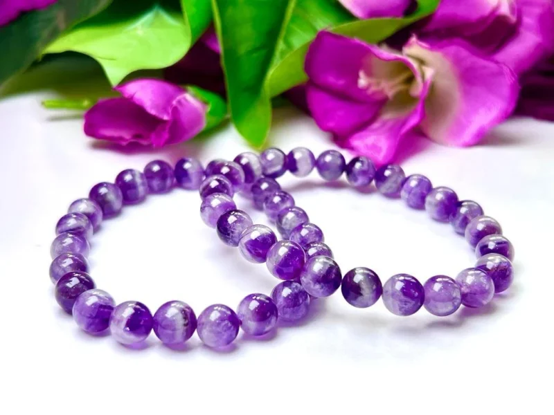 Dream Amethyst Chevron Amethyst Round Beaded Bracelet 8 MM Stretch Bracelet - Image 10