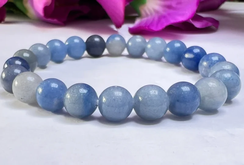 Blue Aventurine Stone Round Beaded Bracelet 6 MM 8 MM 10 MM Stretch Bracelet