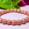 Rhodochrosite Round Beaded Bracelet 10 MM Stretch Bracelet