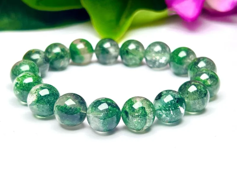 12mm High Quality Natural Genuine Green Phantom Quartz Beads Bracelet, Healing Bracelet, Gift for Men & Woman - Image 2