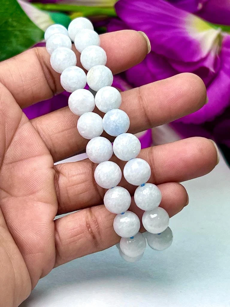 Blue Calcite Stone Round Beaded Bracelet 8MM Stretch Bracelet - Image 6