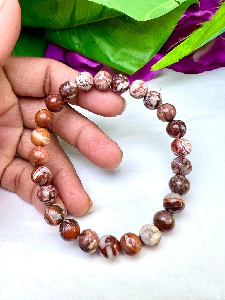 Leopard Skin Jasper Stone Bracelet Round Beaded Bracelet 8 MM Stretch Bracelet - Image 6