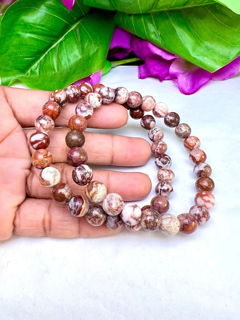 Leopard Skin Jasper Stone Bracelet Round Beaded Bracelet 8 MM Stretch Bracelet - Image 8