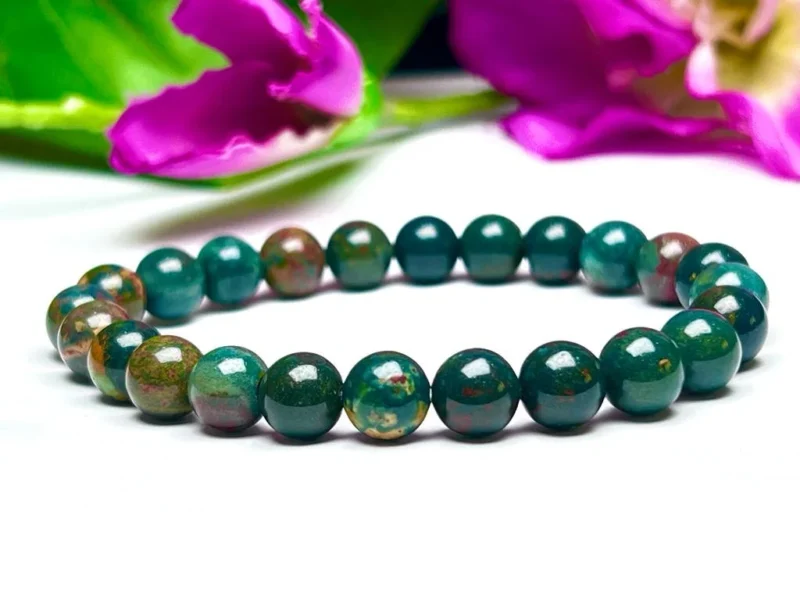 Bloodstone Round Beaded Bracelet 8 MM Stretch Bracelet - Image 4