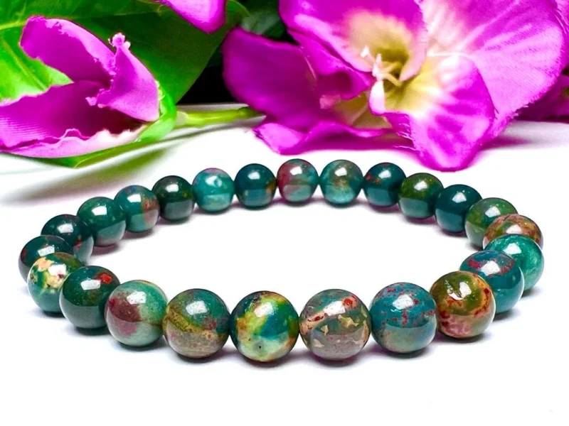 Bloodstone Round Beaded Bracelet 8 MM Stretch Bracelet - Image 9