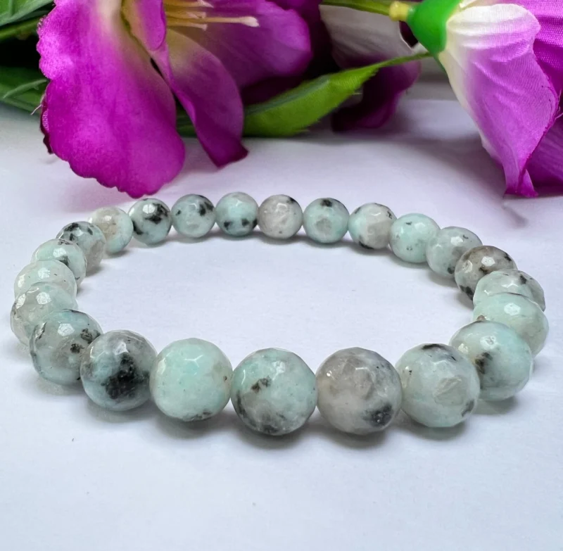Kiwi Jasper/Sesame Jasper Round Beaded nourishes and supports in times of stress, bringing peace and wholeness 8 mm bracelet - Image 10