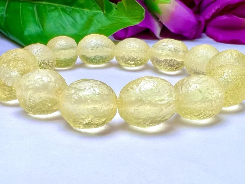 Libyan Tektite Desert Glass Stone Stretch Bracelet 14 mm - Image 6
