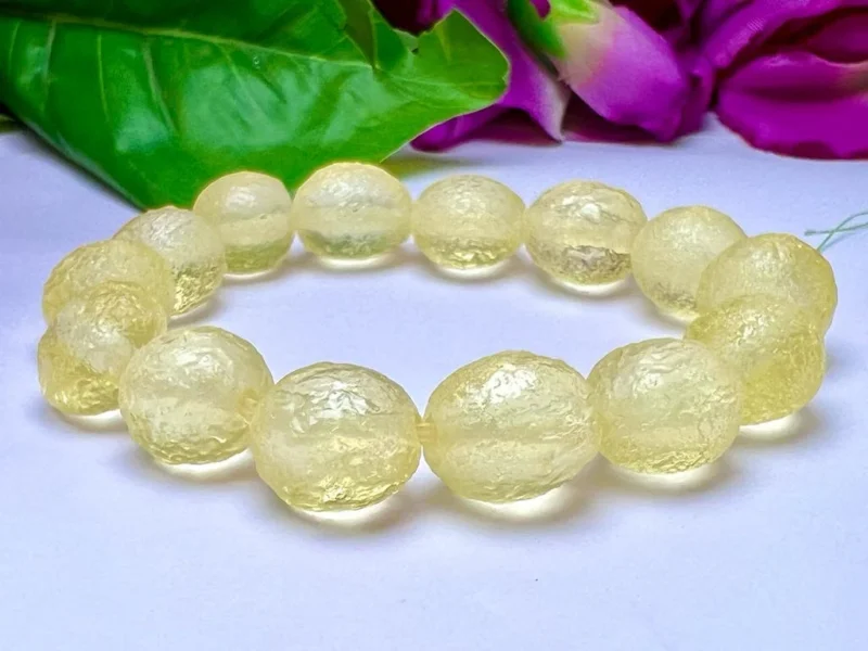 Libyan Tektite Desert Glass Stone Stretch Bracelet 14 mm - Image 8